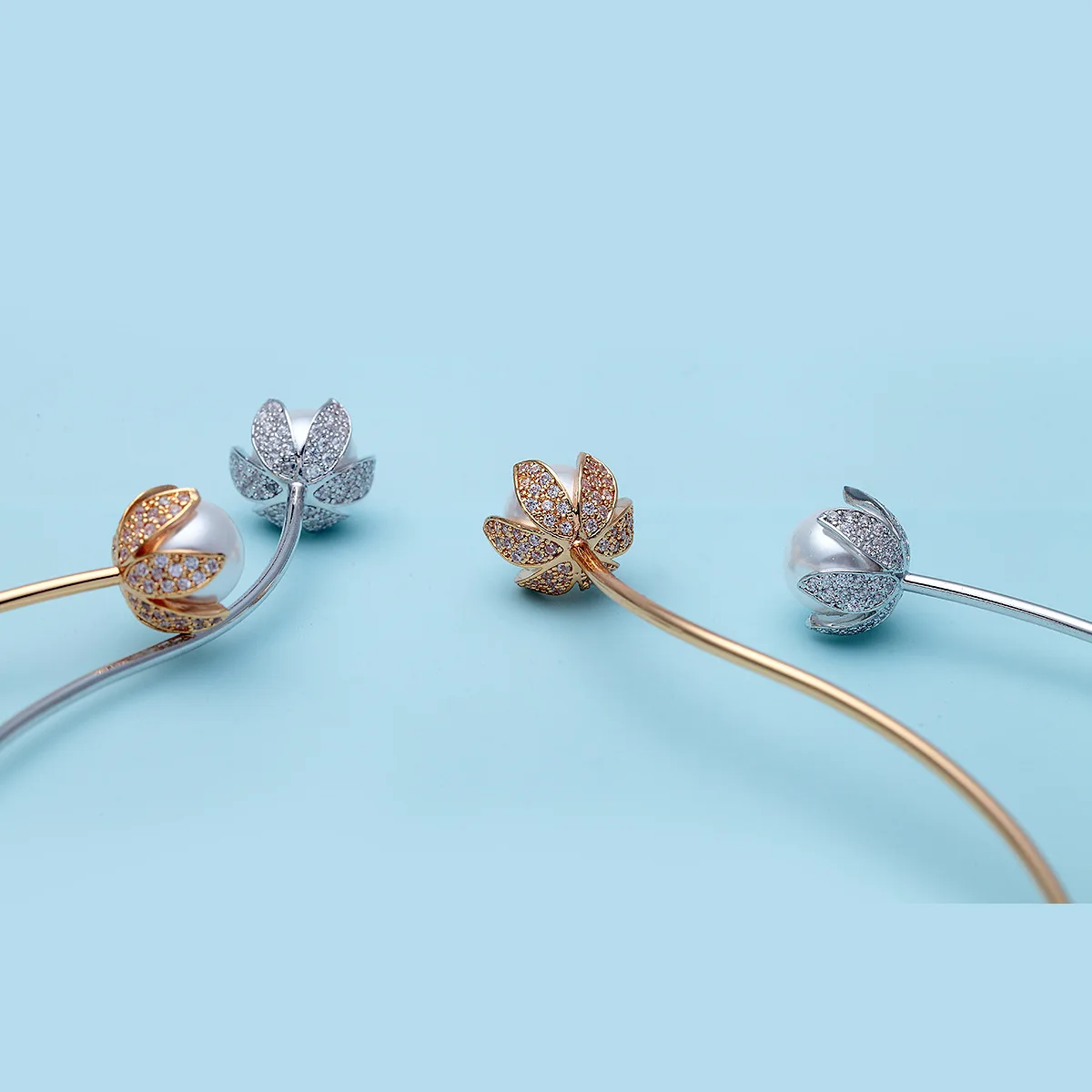 ?? 2019 新ミニマリストオープニングシルバーシャンパンゴールド色範囲ネックレス女性の花パール銅チョーカーネックレス