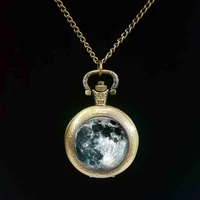 new hot full moon pocket watch unique space planet jewelry art photo moon pocket watch accessory romantic gift for lovers