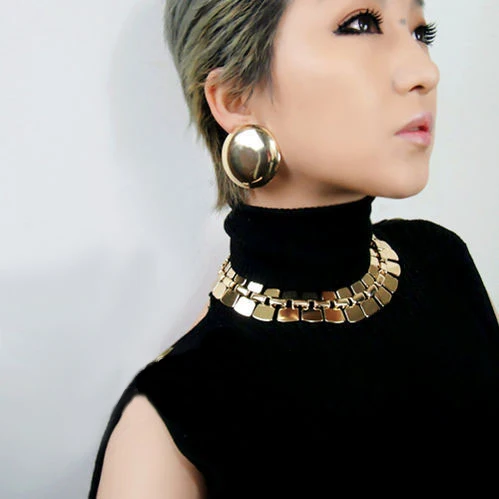 Серьги гвоздики в европейском стиле большие сферические полусферические