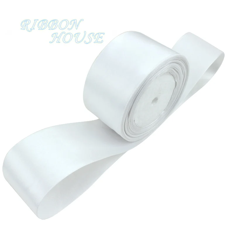 

(25 yards/roll) 2'' 50mm White Single face satin ribbon webbing decoration gift Christmas ribbons