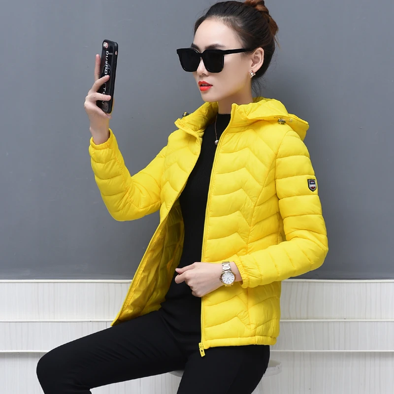 Женская куртка с капюшоном однотонная теплая парка хлопковой подкладкой верхняя