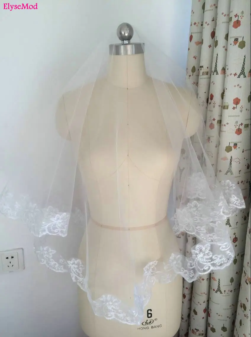 Фата свадебная с аппликацией по краям цвета слоновой кости 1T|wedding veil|bridal veilveil ivory |
