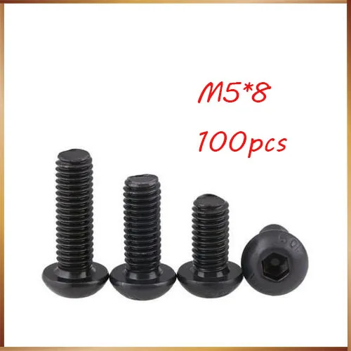 Бесплатная доставка 100 шт. M5x8 мм M5 * 8 yuan cup полукруглая головка сковороды черный