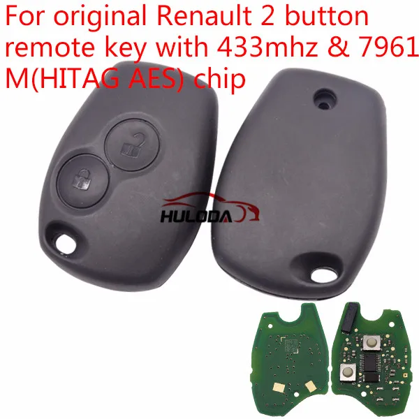 2 кнопочный дистанционный ключ для Renault с чипом 433 МГц и 7961 м (HITAG AES) без лезвия|Ключ