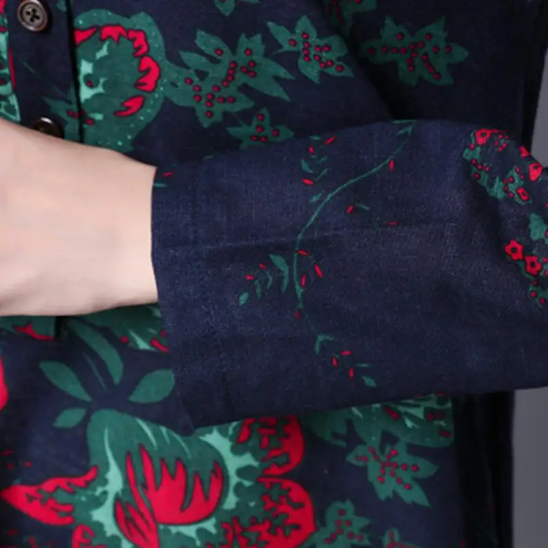 2019 весна и осень большое платье в фольклорном стиле размер Хлопок Свободный