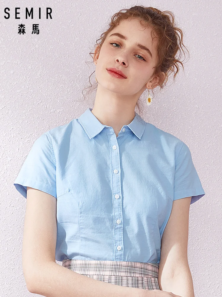 SEMIR рубашка с коротким рукавом женская летняя блузка 2019 новая отворотом