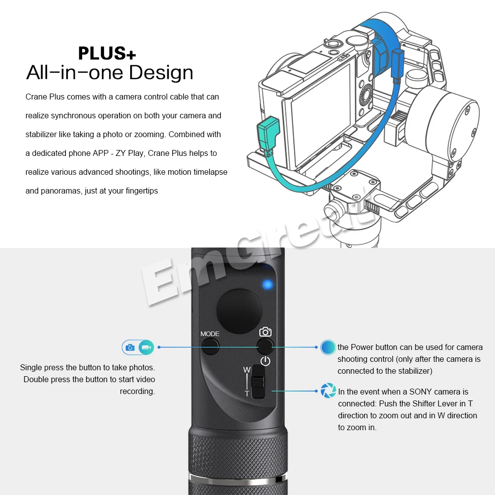 Ручной Стабилизатор Zhiyun Crane Plus 3 осевой шарнирный стабилизатор дистанционное