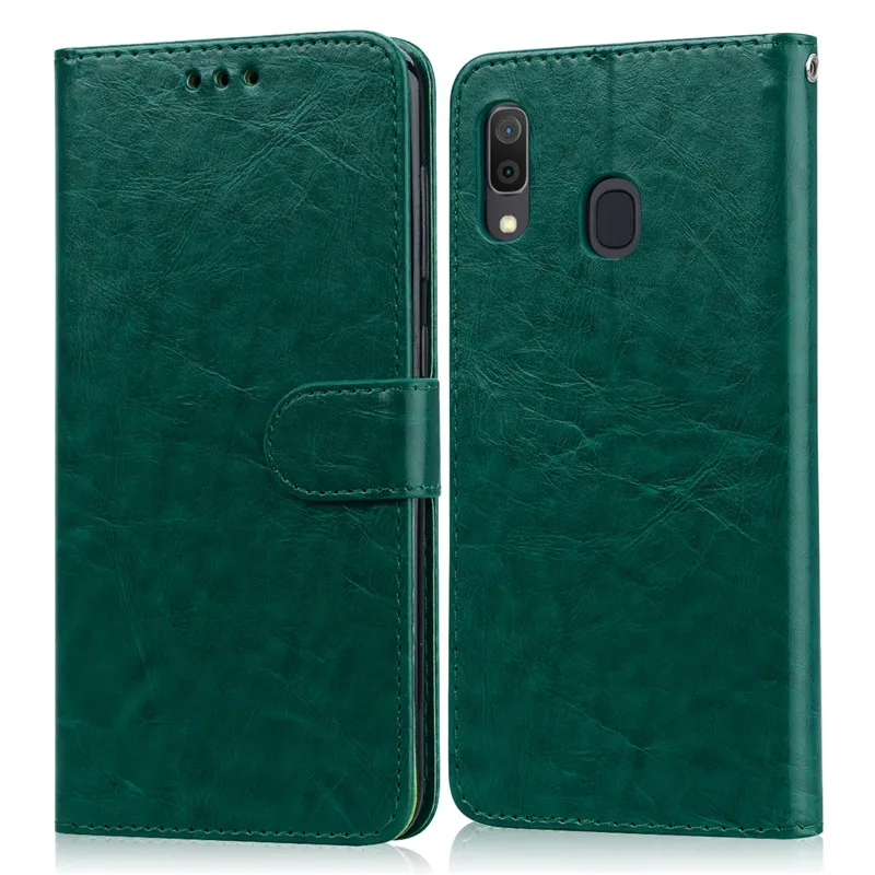 Dark Green Роскошный кожаный чехол-книжка для samsung A20, чехол-кошелек, чехол для телефона samsung Galaxy A20 A 20 SM-A205F A205 A205F, чехол - Цвет: Dark Green