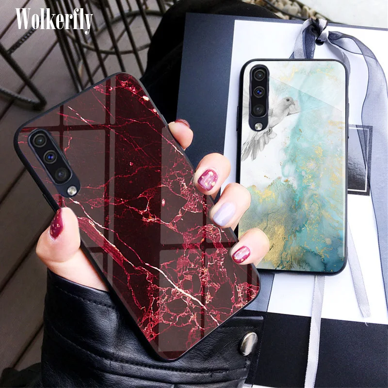Стекло чехол для samsung Galaxy A50 A70 A60 A40 A30 A20 A10 J3 J4 J5 J6 плюс J7 Prime J8 A9 A8 A6 A7 m10 m20 мраморный чехол
