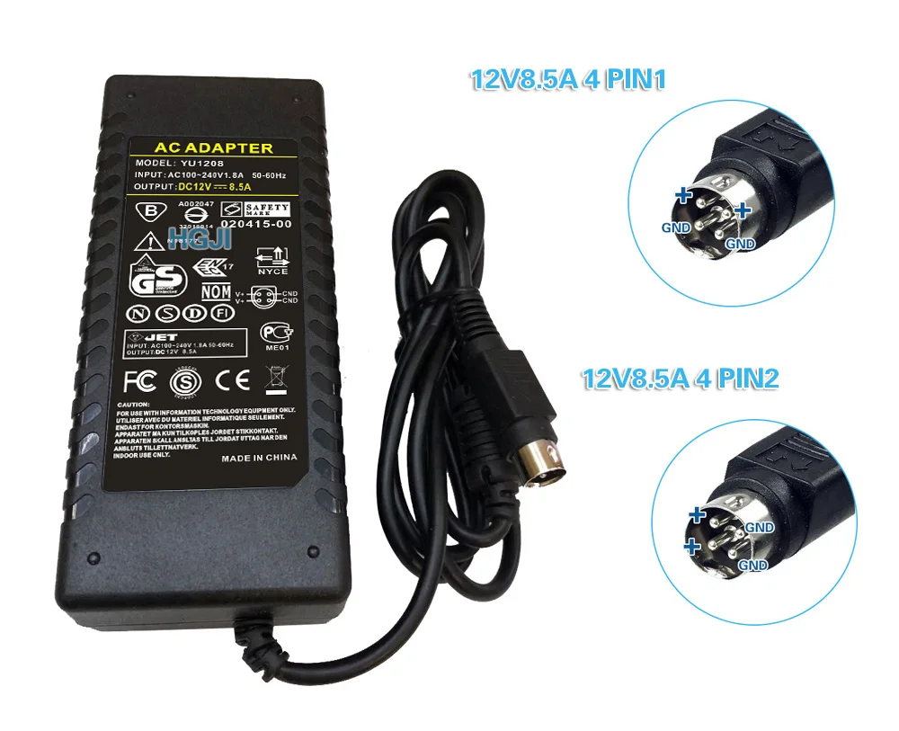 Переключение Мощность Supply12V 8A 4 контактный выключатель Мощность адаптер трансформатор для TCL ТВ Мощность 12V 8.5A четыре pin-код