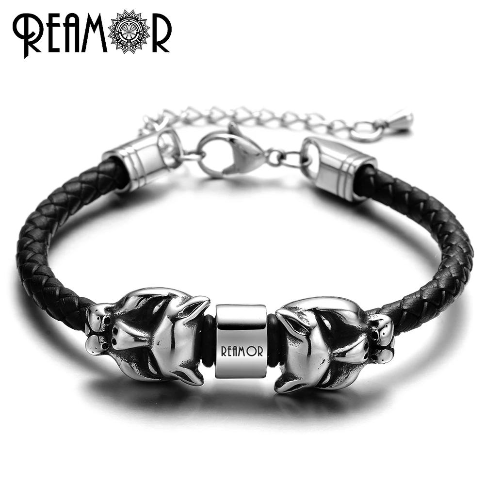 Мужской браслет с головой леопарда из нержавеющей стали 316L|bangle men|trendy braceletsbraided