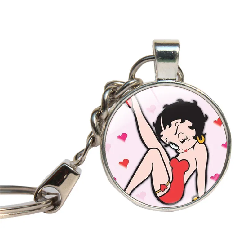 Betty Boop брелки милые девушки 80 винтажные сексуальные женские Брелки стеклянный