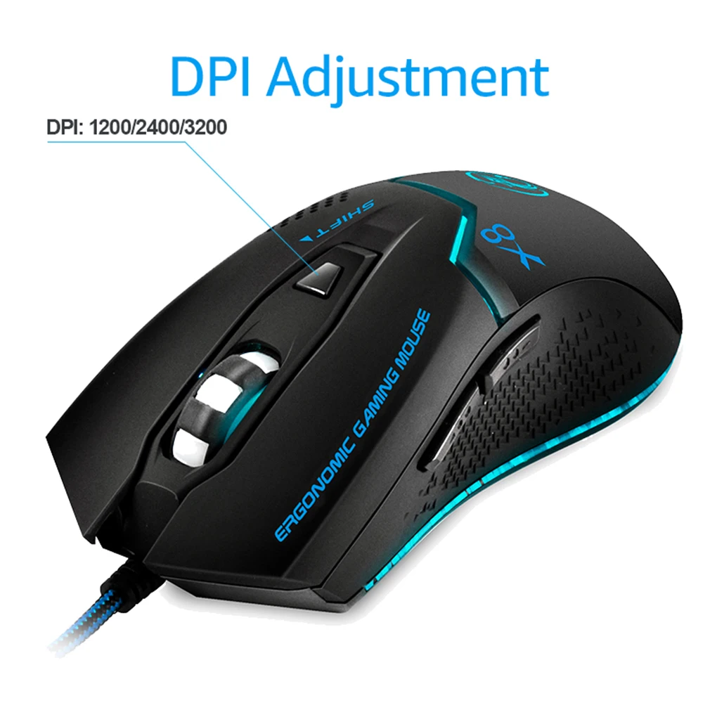 

Universal iMICE X8 3200dpi Professional Computer Laptop Gamer Work Mice USB Optical Mouse Wired Gaming