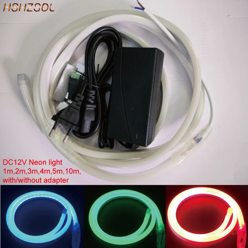 

1-10m Outdoor&Indoor LED Lighting Flex LED Neon Light SMD 2835 120leds/M LED Neon Strip Light Waterproof IP68 DC12V with adapter