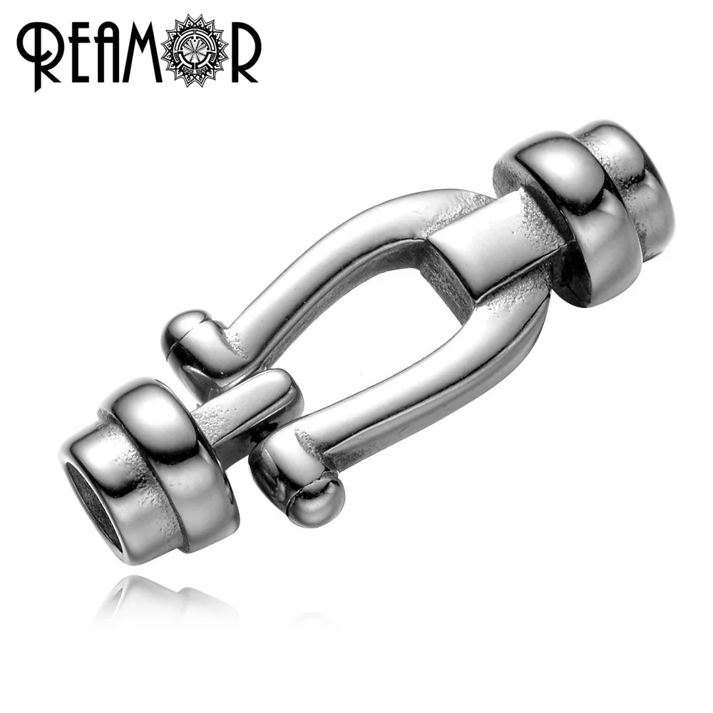

REAMOR 5mm 316L Stainless steel Leather Bracelet Connectors Charms Fit Men & Women Handmade Jewelry DIY Wholesale