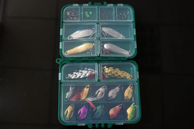 

Fishing Lure Kit Spoon lures Bait Wire Bait Artificial Square Hooks for Freshwater Salt Water Fishing 37 Pieces Lot
