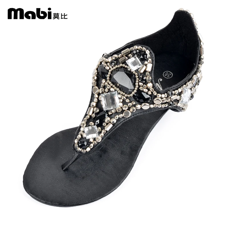 Великолепный дизайн Женские сандалии со стразами известный бренд с украшением в