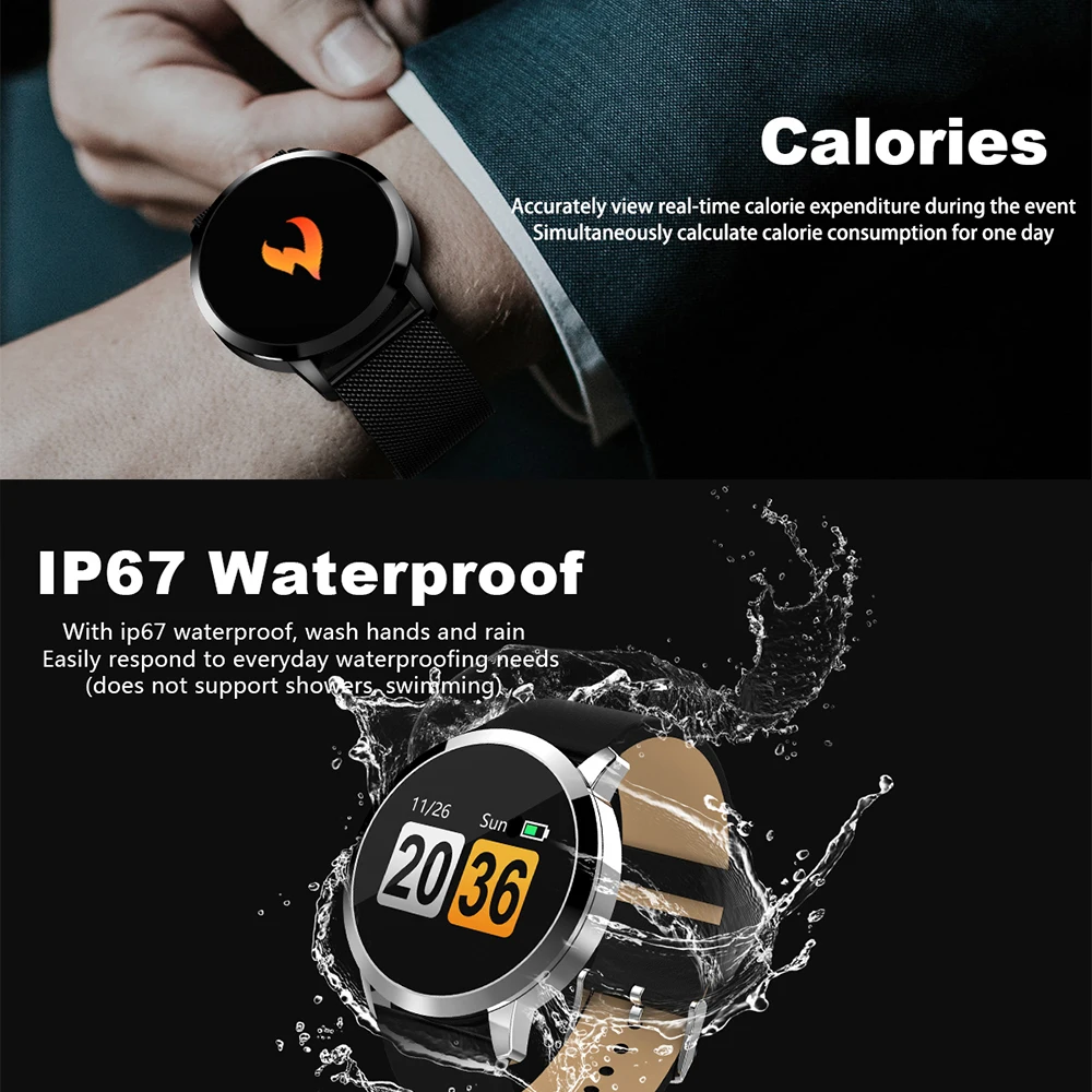 DIGOOR Q8 Смарт-часы для мужчин и женщин IP67 Водонепроницаемый сердечный ритм кровяное давление кислородный монитор OLED экран спортивный фитнес-браслет