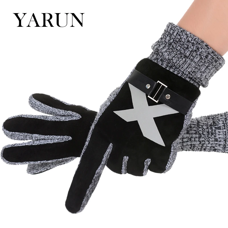 Зимние мужские женские кожаные перчатки езде на мотоциклах бархат теплый