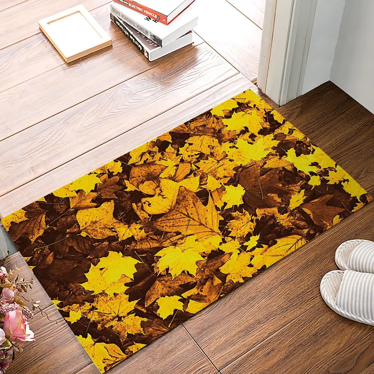 Осенние желтые коврики для дверей с кленовыми листьями кухонный коврик ванной