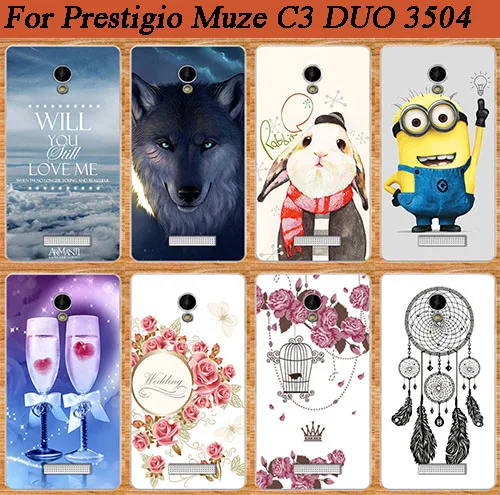 Чехол для Prestigio Muze C3 мягкий цветной чехол из ТПУ с 10 рисунками 3504 PSP3504 Duo чехлы