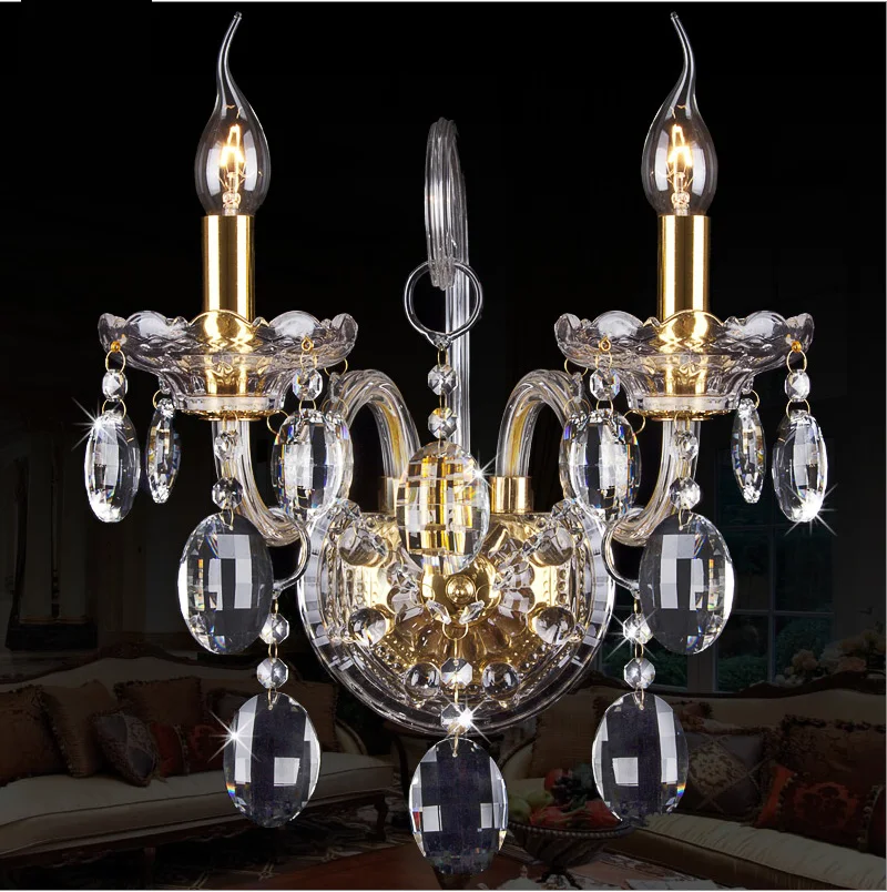 Современный настенный светильник с кристаллами для спальни домашнего освещения