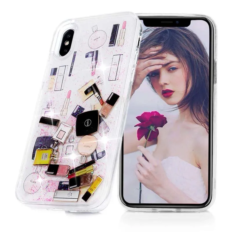Модная косметика макияж губная помада парфюм зыбучий песок чехол для iPhone X XS Max XR