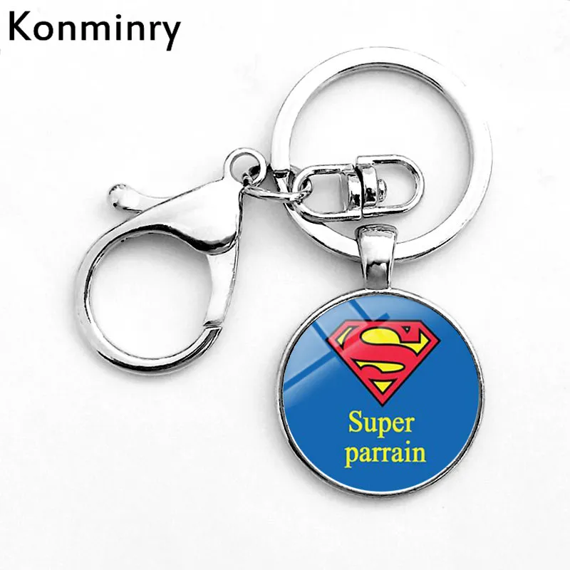 Konminry Hook Meilleur Parrain стеклянный брелок стеклянная подвеска супер ТАТА тонтон французские буквы искусство Дизайн брелка цепь ювелирные изделия - Цвет: 7