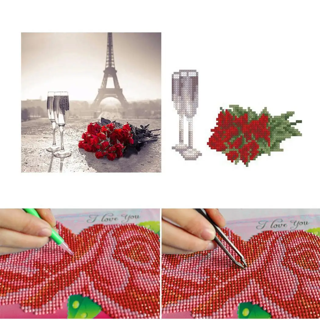 Картина искусственная Эйфелева башня DIY крест шовная игла набор Алмазный цветок