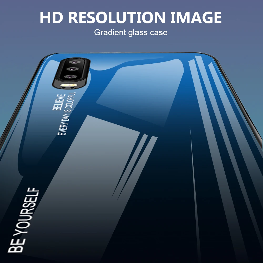 KEYSION Gradient Tempered Glass Phone Case for Huawei P30 P20 Pro Lite Nova 4 3 Mate 20 Coque Honor V20 8X 10 20i Cover |