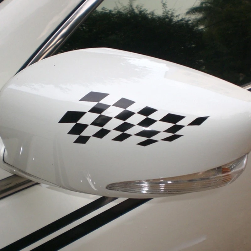 

1Pair Racing Style Grid Pattern Decor Sticker die Cut Waterproof Vinyl Labels window sticker 12cm