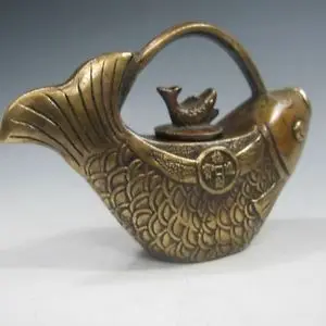Китайский ручной работы чайник и крышка в форме рыбы w Kangxi Mark садовое украшение 100%