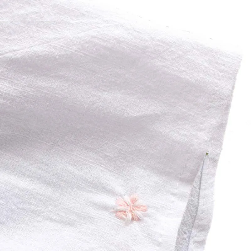 LANC CADE women sweet floral embroidery blouse flare sleeve O neck pleated shirts ladies summer chic fashion tops blusas |
