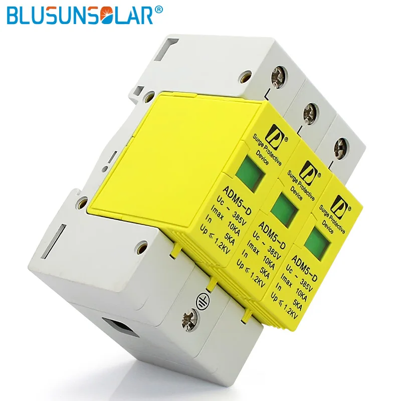 SPD 3P 5KA ~ 10KA 385V AC класс D дом Защита от перенапряжения защитное Низковольтное
