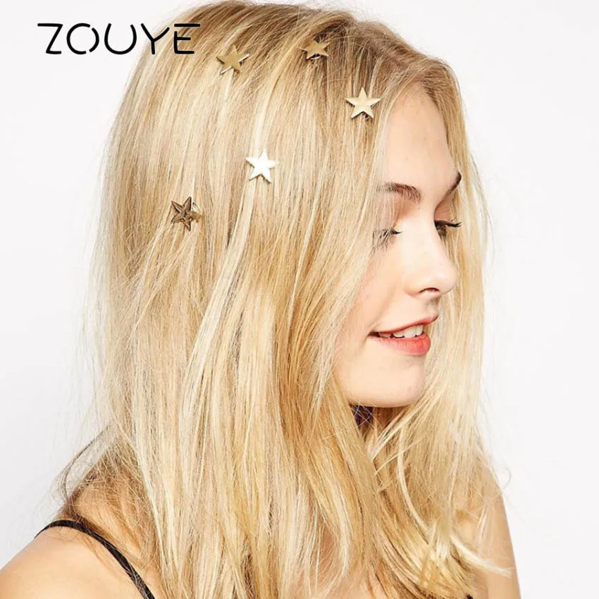 ZOUYE Star Helical Hairpin Hair Jewelry 5pics Fairy Cute Romantic Golden Color Trendy | Украшения и аксессуары