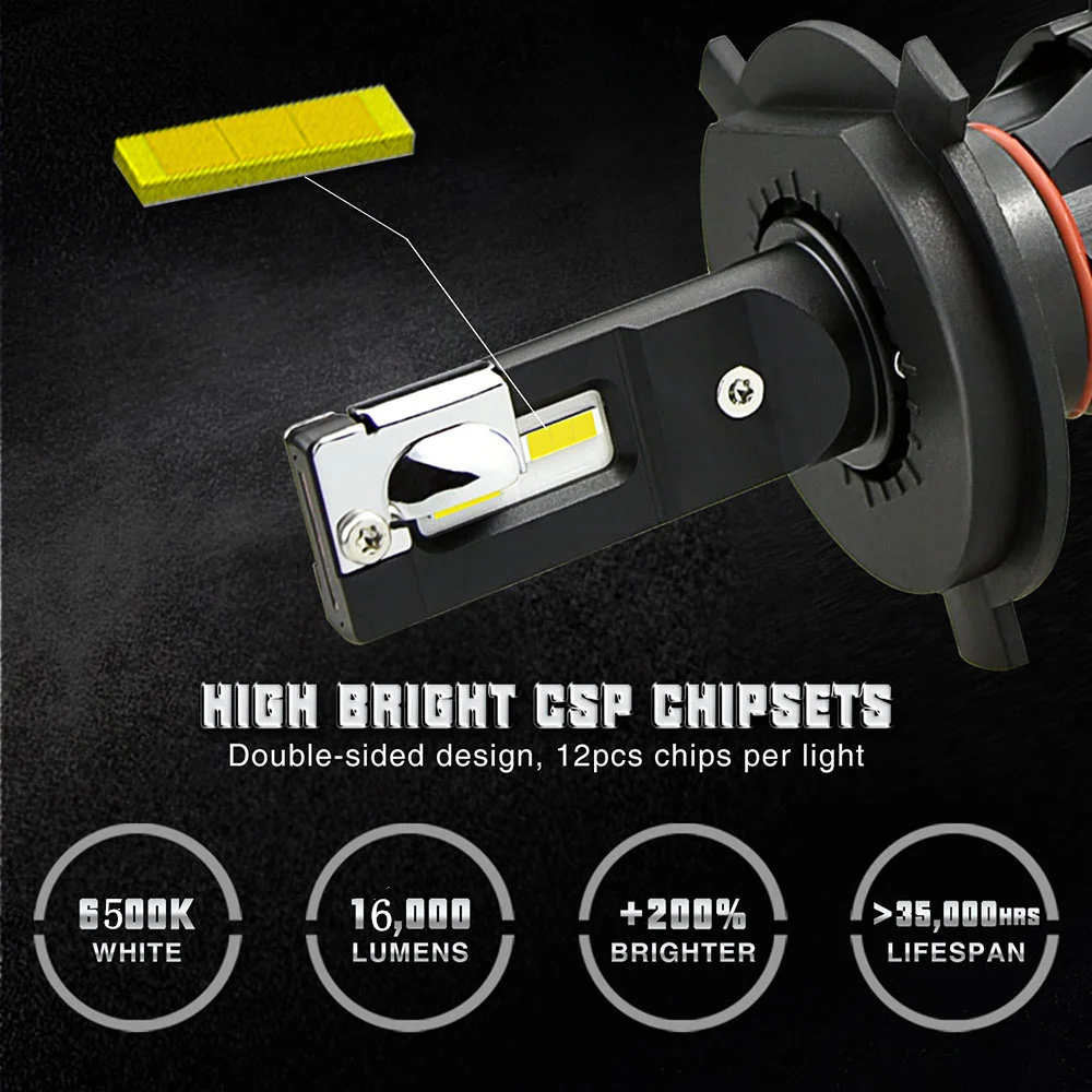 AUXITO светодиодный H7 16000LM H11 светодиодный налобный фонарь авто фары H4 9003 H8 H9 9005 9006 HB3 HB4 Turbo Авто H7 светодиодный налобный фонарь 6500 к белый свет