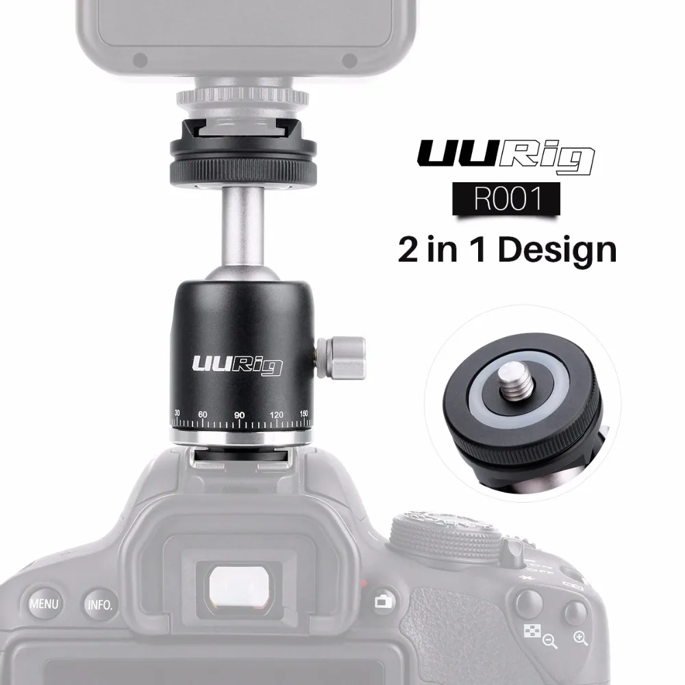 UUrig R001 360 панорамная шаровая Головка алюминиевая головка штатива w 1/4