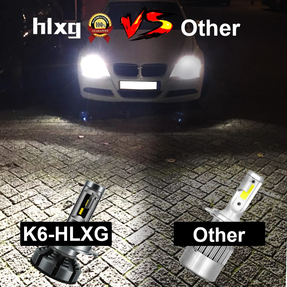 Светодиодная лампа для автомобильных фар HLXG 5000 К 12 В H7 72 Вт 4300 лм/комплект 6000 H4|hb4