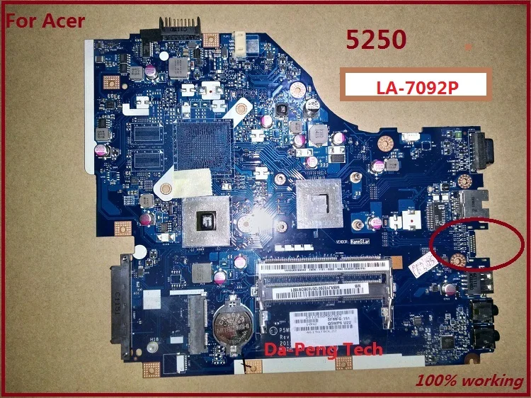100% оригинал для acer Aspire 5250 DDR3 Материнская плата ноутбука LA 7092P P5WE6 без видеокарты