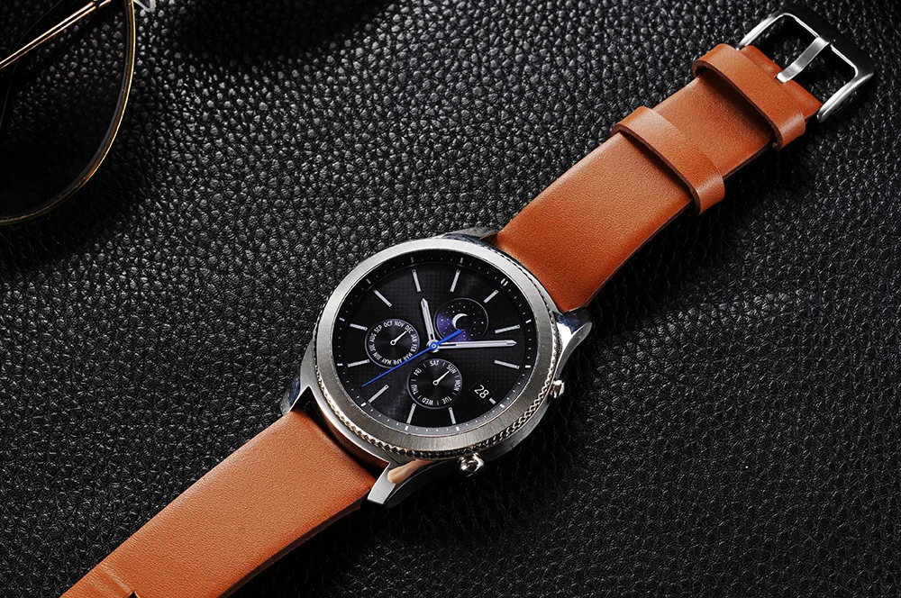 Новейший 22 мм настоящий простой кожаный ремешок для часов Ремешок для samsung gear S3 классический Frontier Ремешки для наручных часов для samsung Galaxy Watch