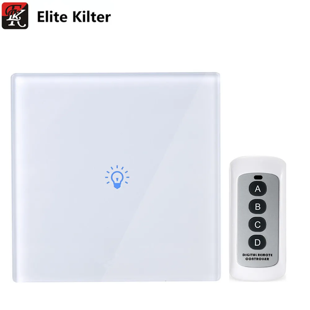 Elite Kilter EU Standard Remote Control touch1 Gang 1 Way RF433 Smart Wall Switch Wireless remote control touch light switch |