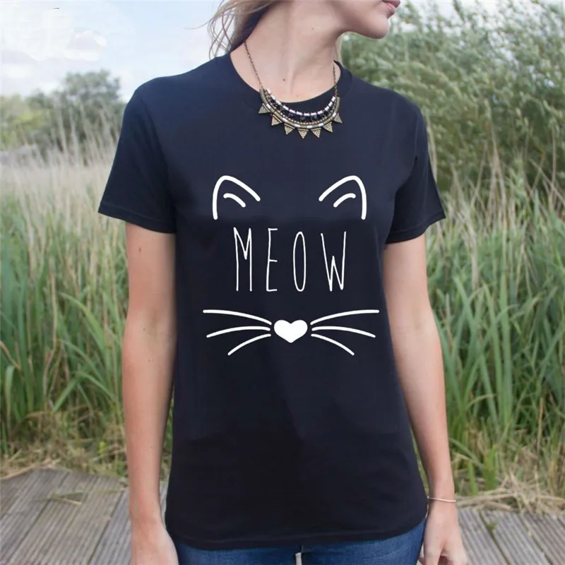 

Футболка женская хлопковая в Корейском стиле, Удобная Повседневная рубашка с забавным принтом, топ с круглым вырезом в стиле Харадзюку, на л...