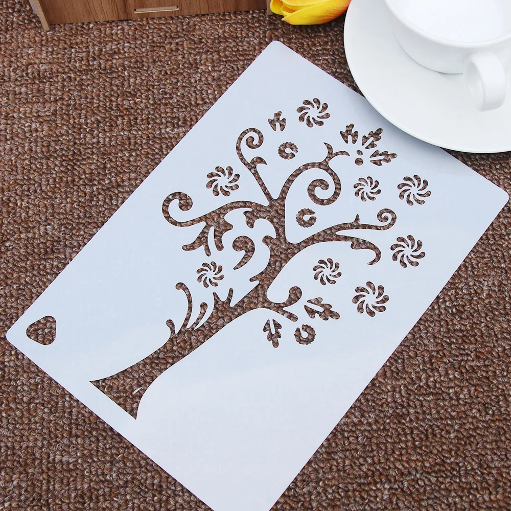 Снежинка дерево цветок многоразовые трафареты аэрограф живопись на холсте торт