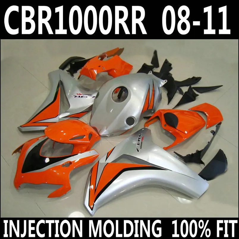 Бесплатная Настройка для 08 11 CBR 1000 RR HONDA Обтекатели 2008 2009 2010 2011 cbr1000rr серебристо