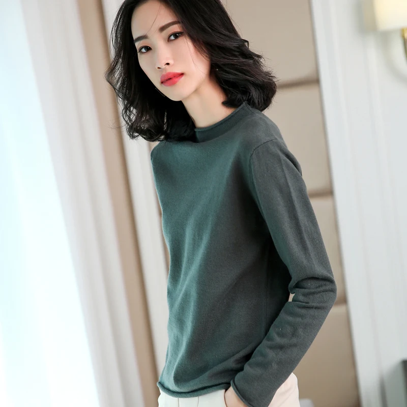 2019 New Autumn Winter Women's O-Neck Cashmere Sweater Pullover Female Slim Knitted Sweaters Fashion Wool Hedging | Женская одежда
