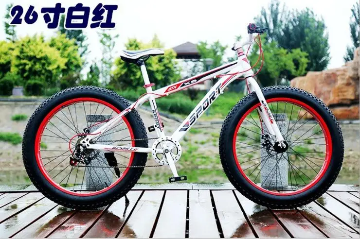 Пляжный велосипед MTB горный велосипед 26*4,0 шины дисковые тормоза Снежный велосипед 7 скоростей, жировые велосипеды углеродистая сталь