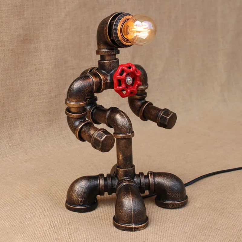 

Art deco black workroom table lamp e27 vintage retro robot desk light sconce for study bedroom bedside workshop office