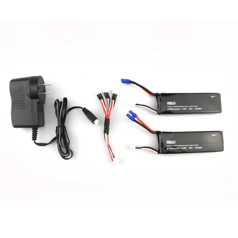 Hubsan H501S X4 запасные части 2 шт. 7.4 В 10C 2700 мАч Батарея 1 до 3 зарядный кабель Разъем