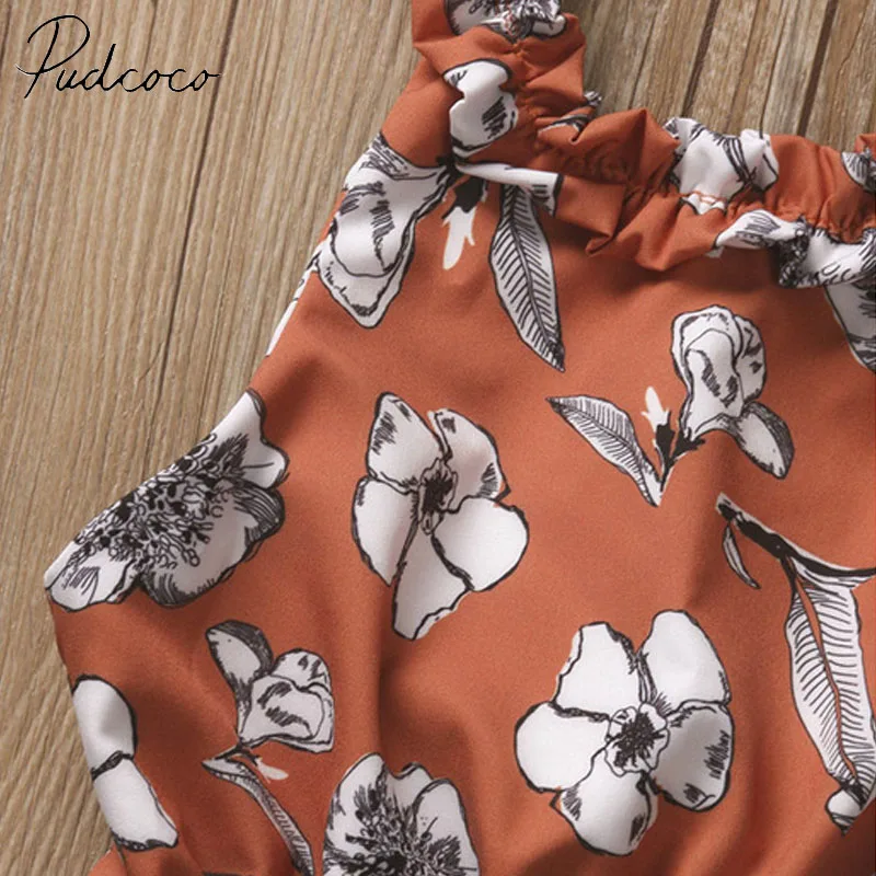 Pudcoco бренд хлопок для малышей маленьких девочек цветочный узор комбинезон костюм