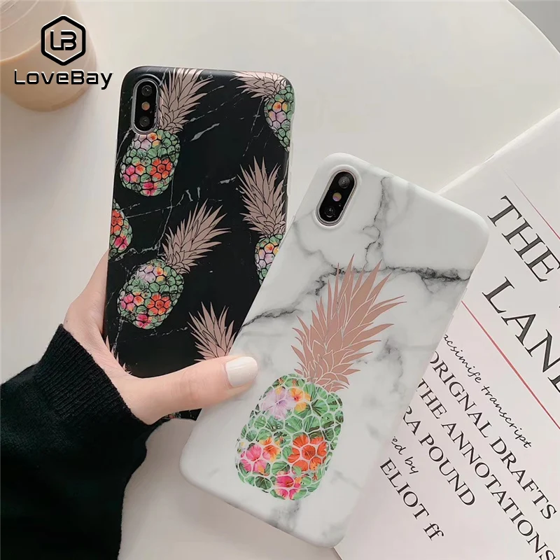 Lovebay Phone Case For iPhone 11 6 6s 7 8 Plus 11Pro X XR XS Max Cartoon Pineapple Marble Soft IMD Cover |